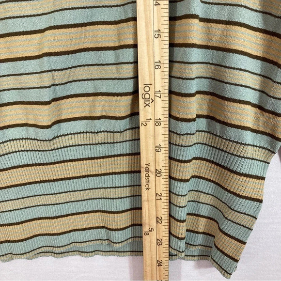 Kasper Square Neck Bow Detail Striped Tight Knit Vintage Inspired Sweater XL - Picture 7 of 10